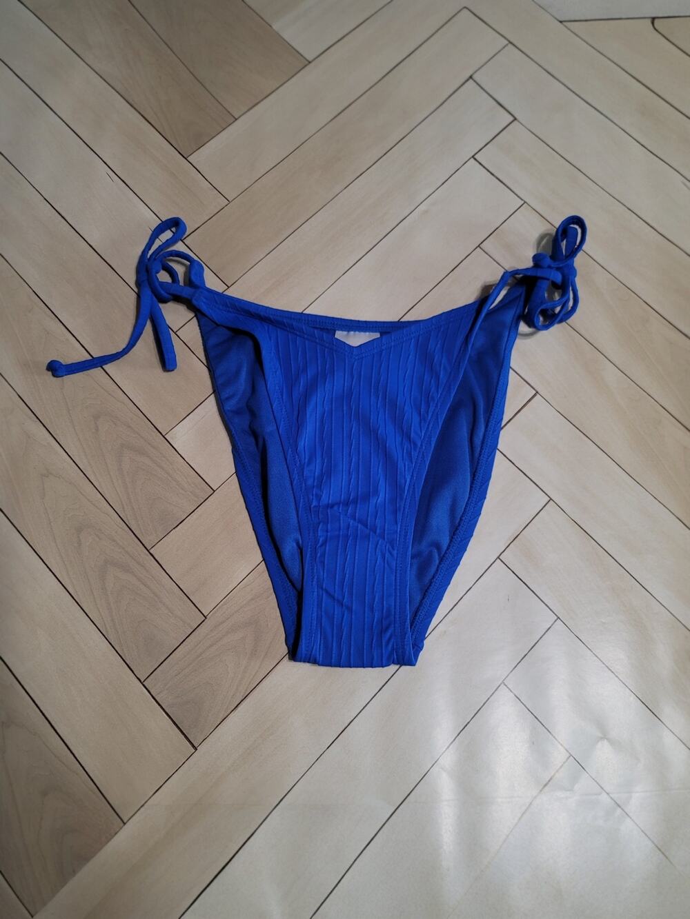 Xhilaration Ribbed Blue String Bikini Bottom Size Medium Juniors